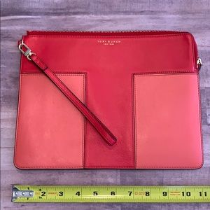 Tory Burch Leather Wristlet Pouch Clutch